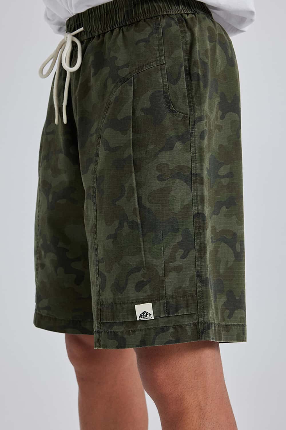 Plaid Camo Drawstring Utility Shorts