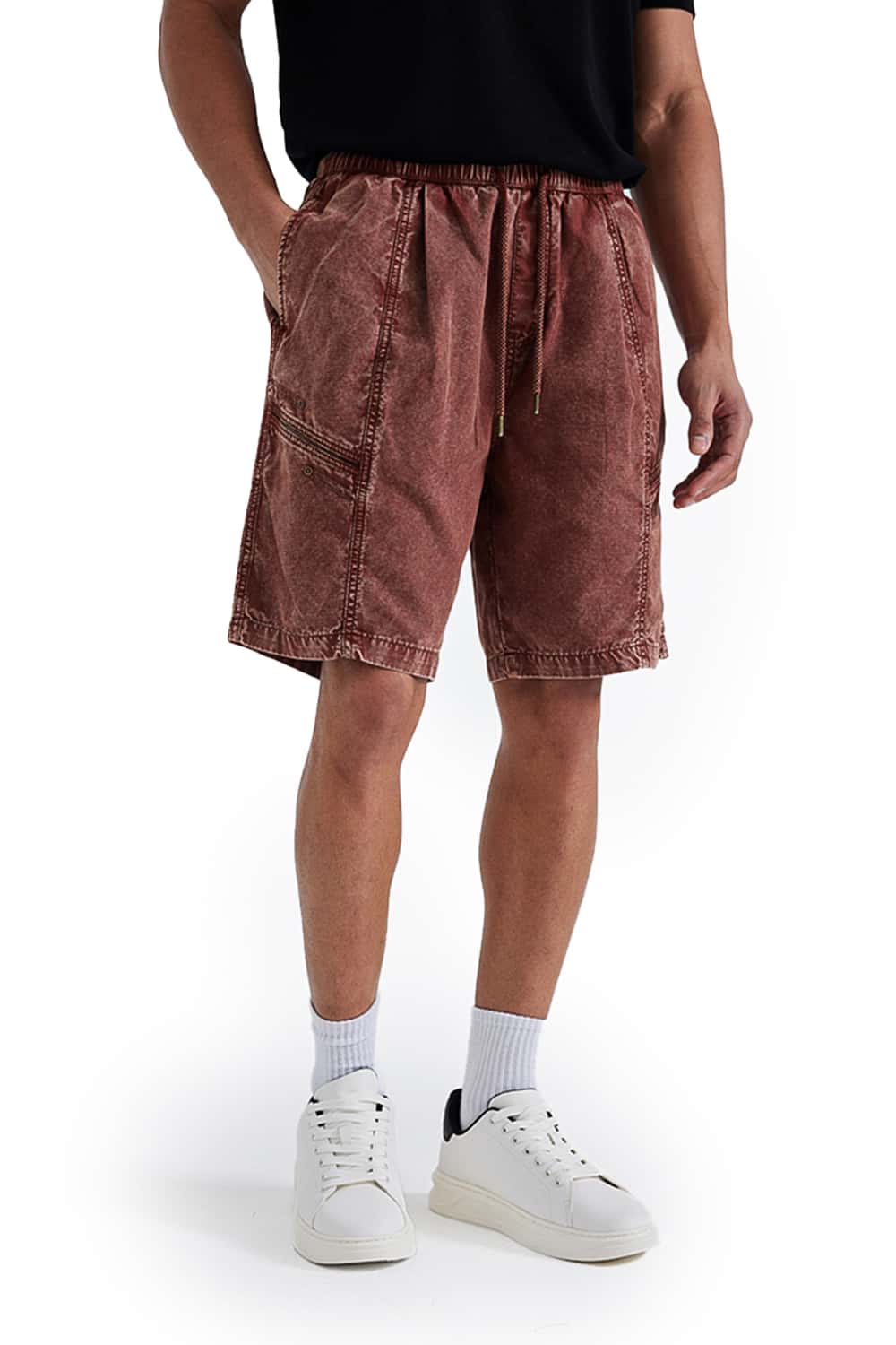 Washed Drawstring Utility Shorts _ 5-Inch Cargo Shorts
