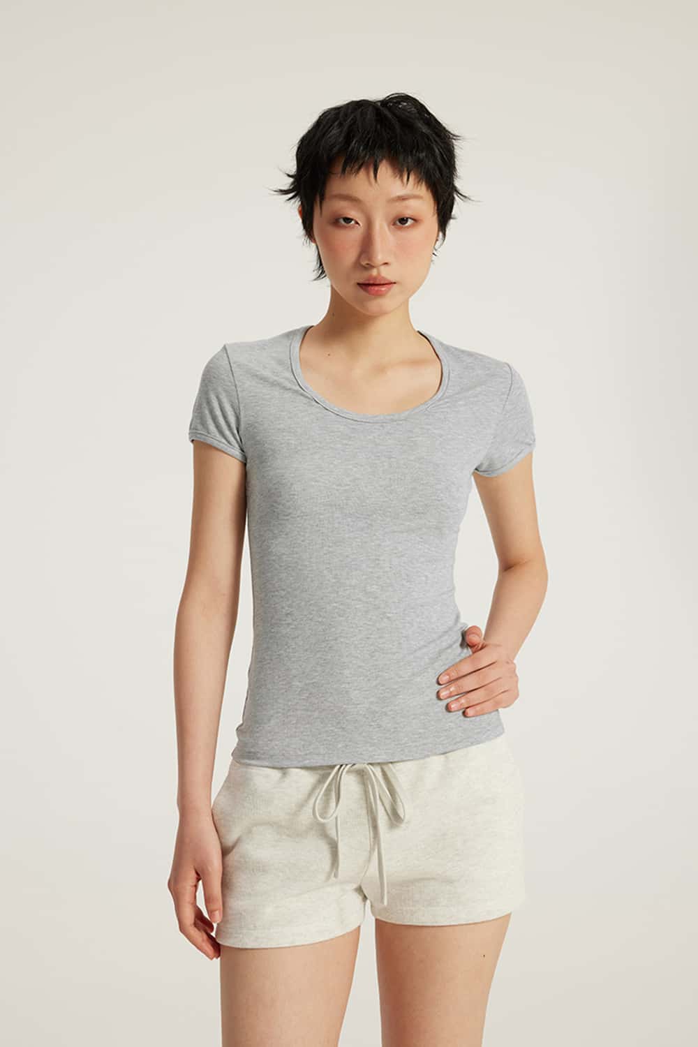 U-Neck Breathable Basic Short Sleeve T-Shirt