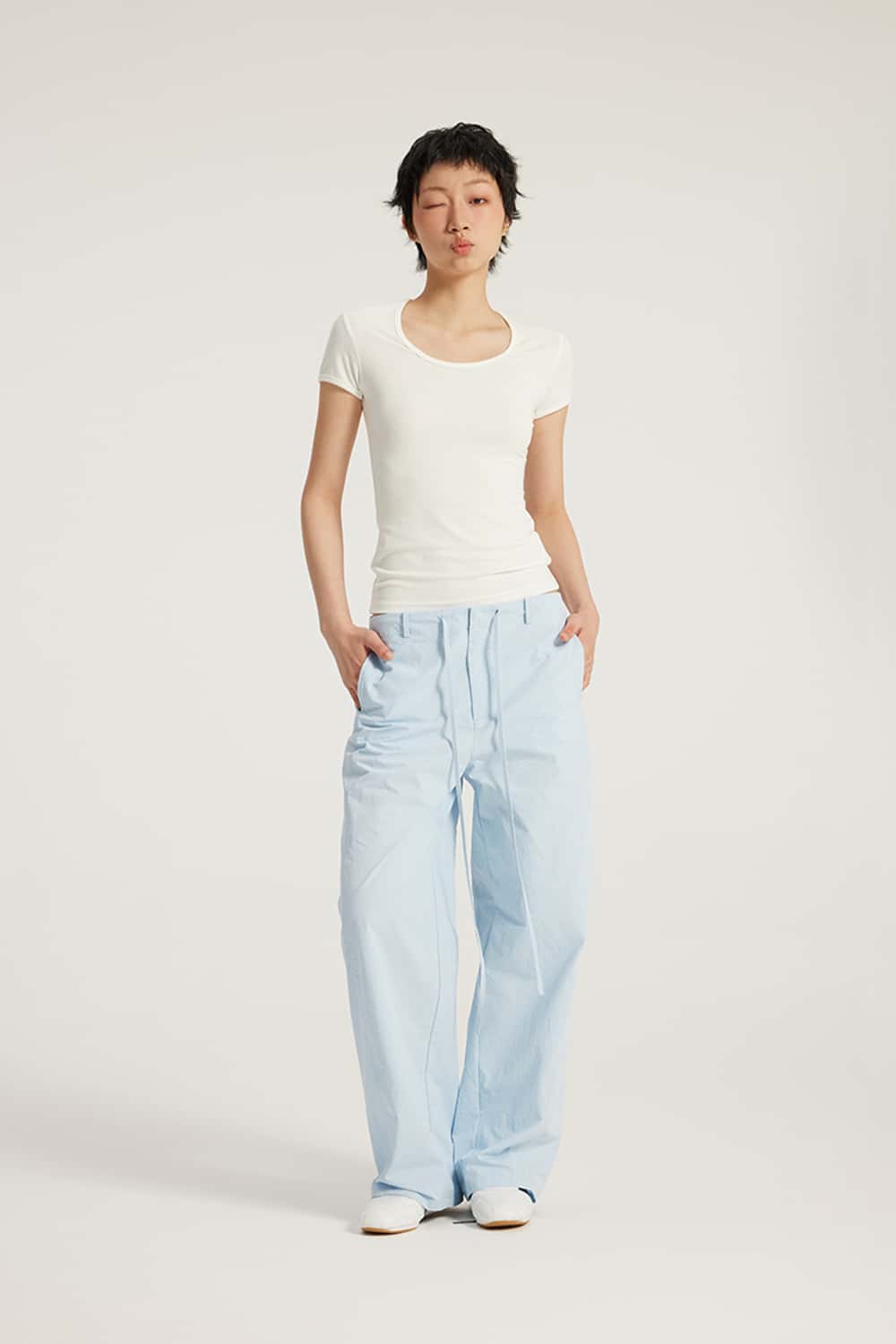 U-Neck Breathable Basic Short Sleeve T-Shirt