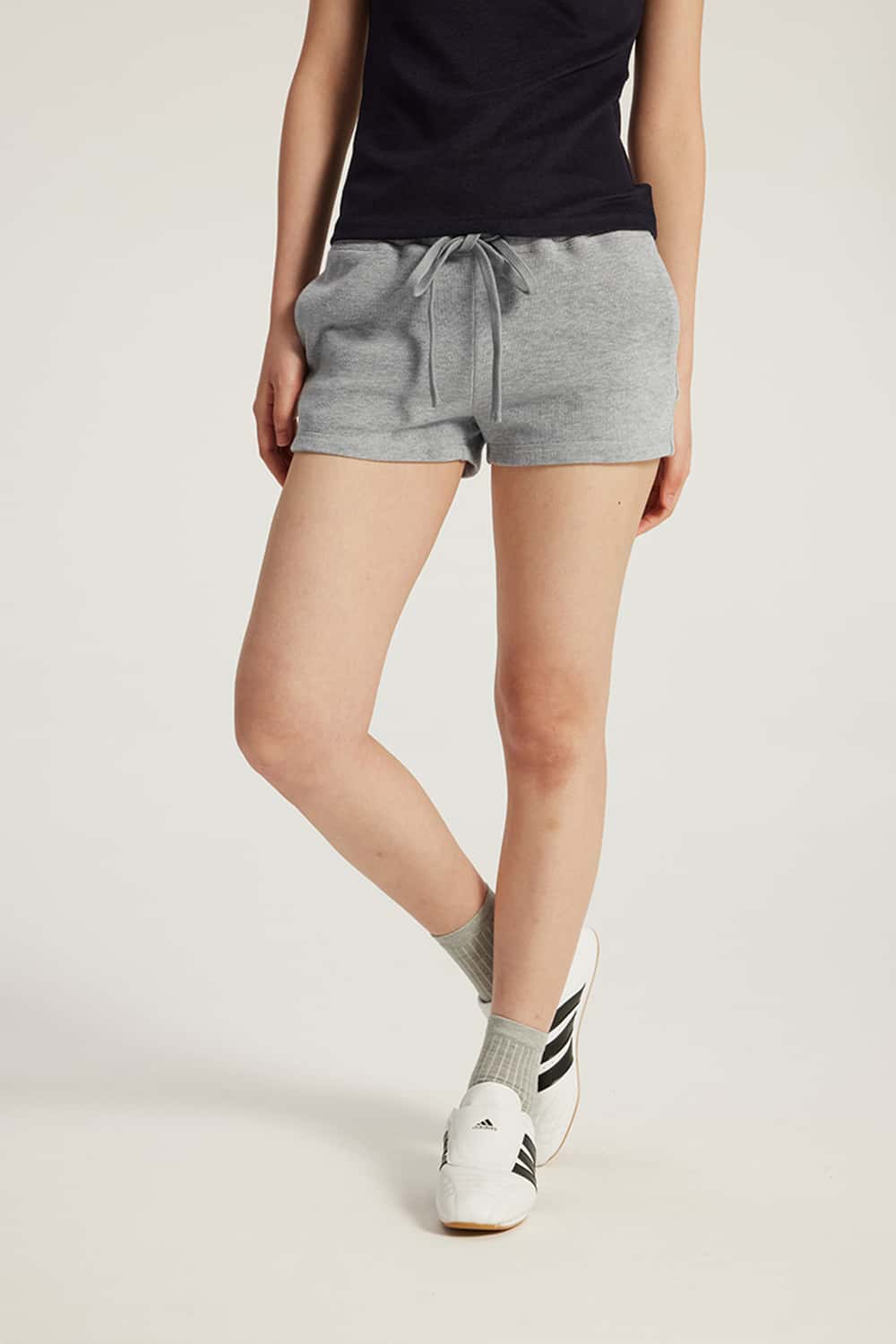 Drawstring Low-Rise Stretch Mini Shorts _ Solid Color