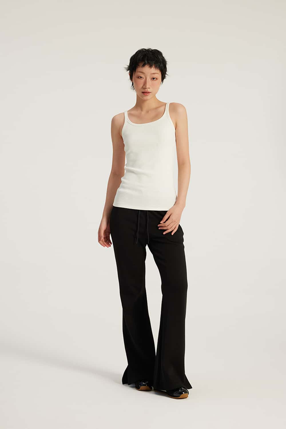 High-Stretch Ribbed Square Neck Tank Top _ Camisole Base Layer