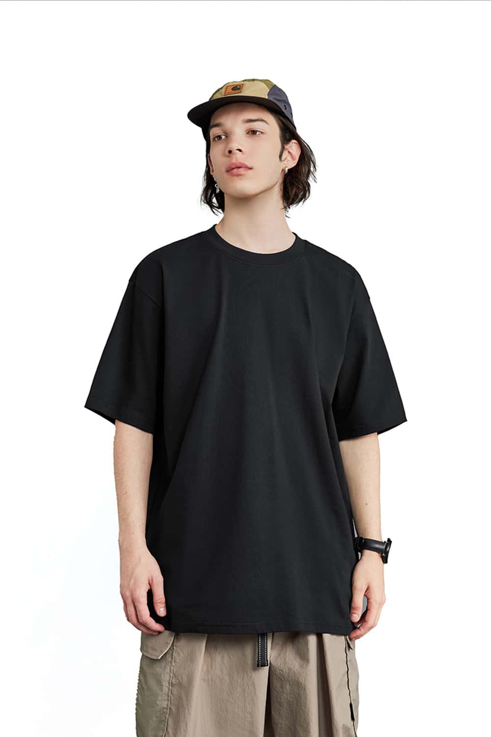 265g Heavyweight Pure Cotton Drop Shoulder Solid Color T-Shirt