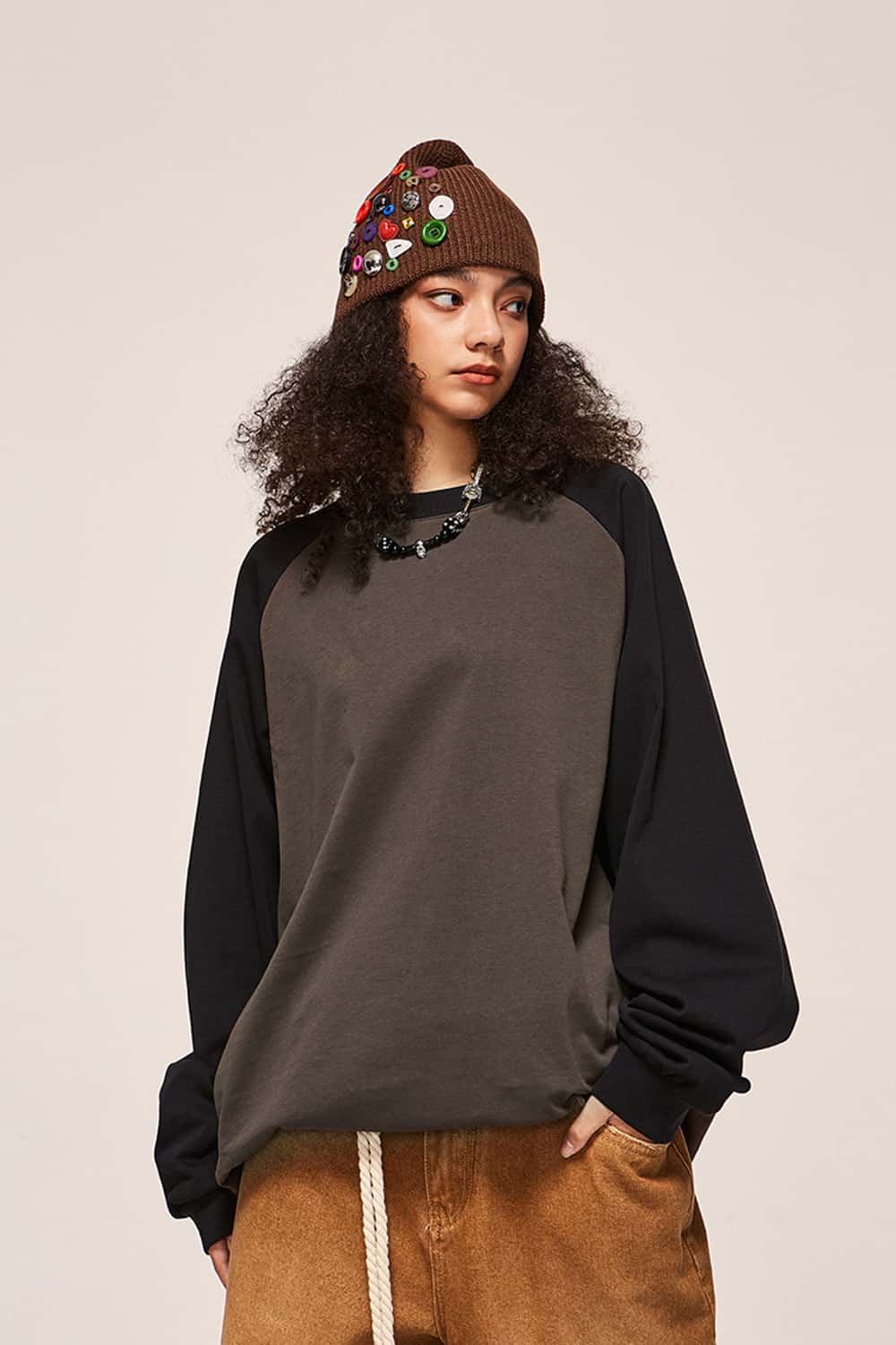 265g Heavyweight Colorblock Raglan Sleeve Long Sleeve T-Shirt