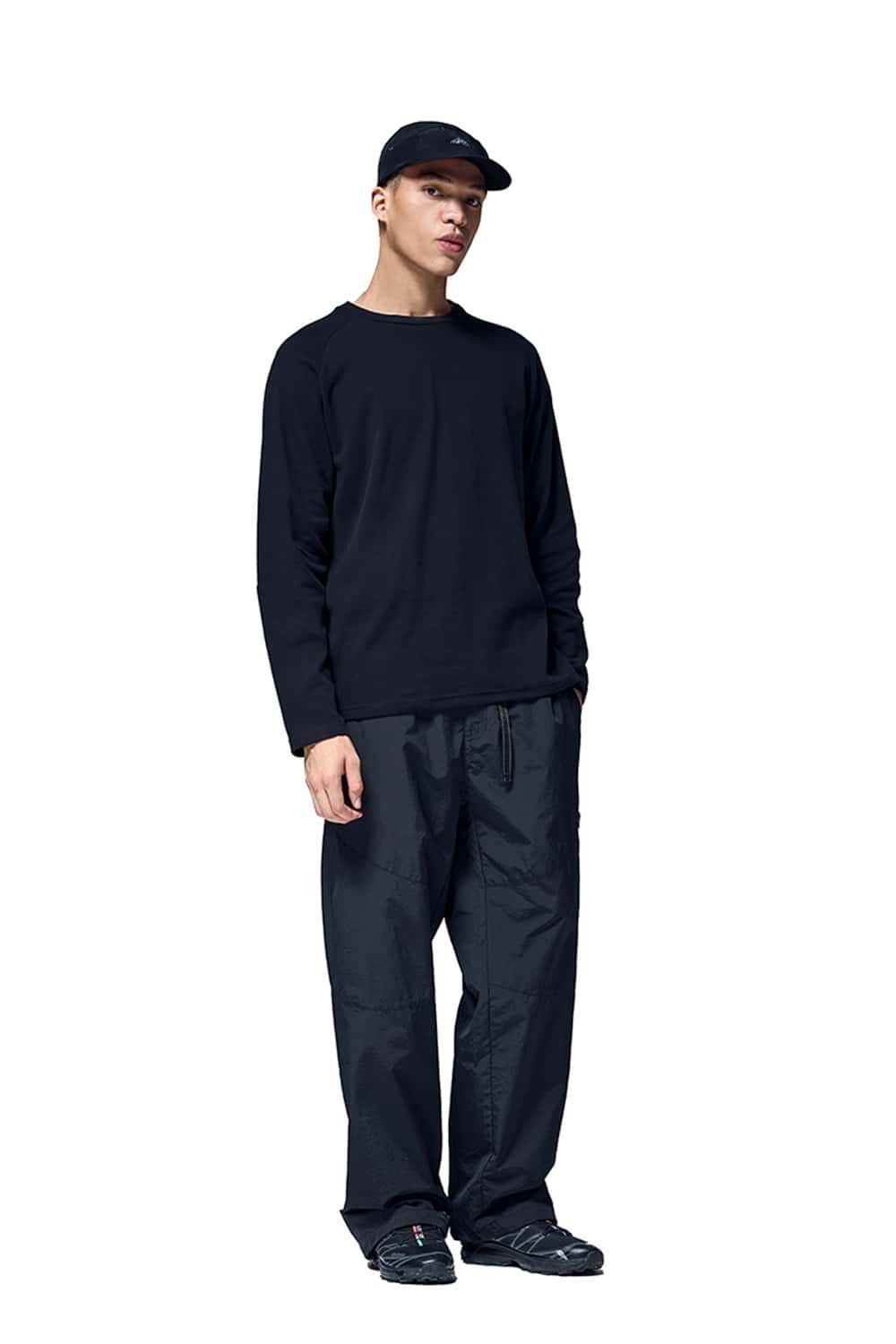 Double-Sided Fleece Crew Neck Solid Color Long Sleeve T-Shirt