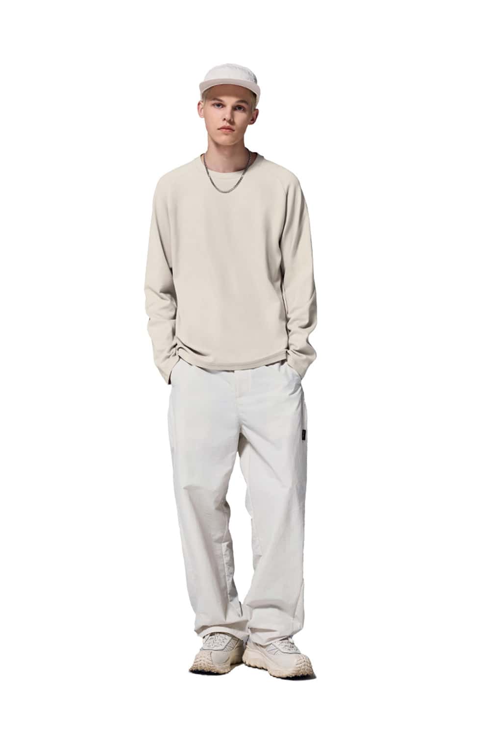 Double-Sided Fleece Crew Neck Solid Color Long Sleeve T-Shirt