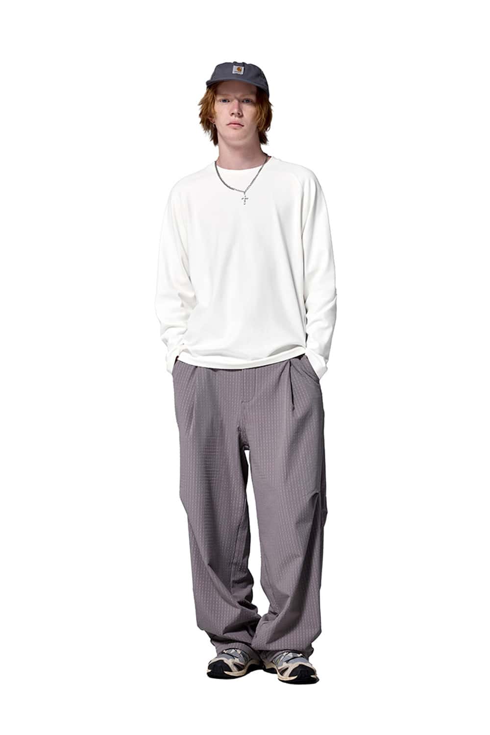 Double-Sided Fleece Crew Neck Solid Color Long Sleeve T-Shirt