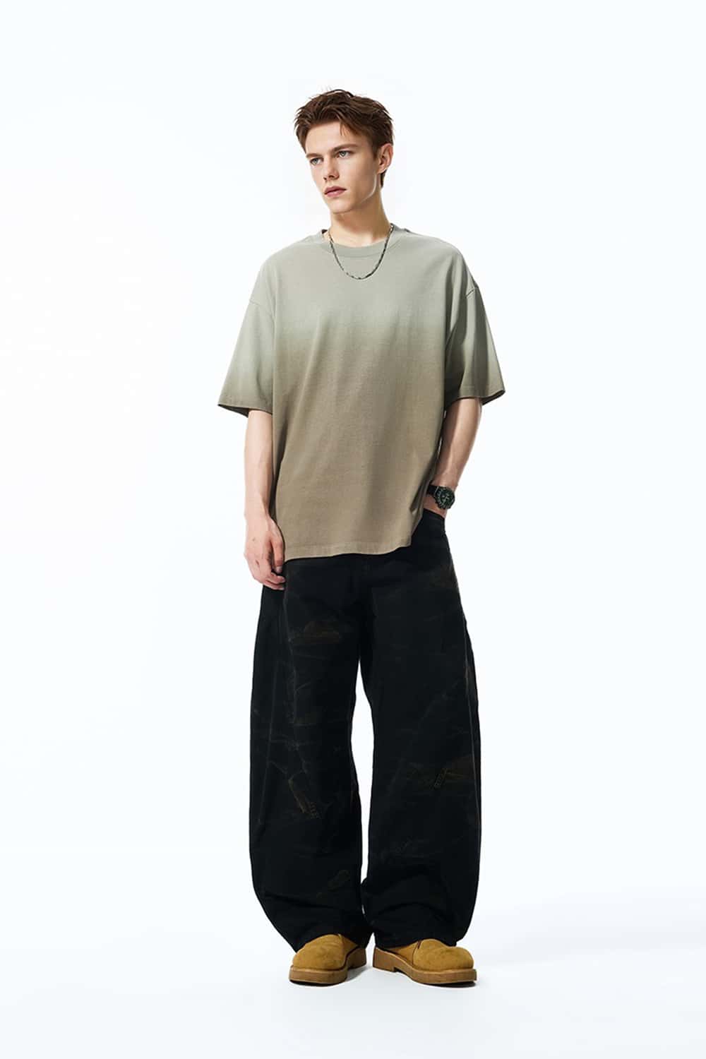 Dip-Dye Gradient 270g Vintage Washed Oversized Cotton T-Shirt