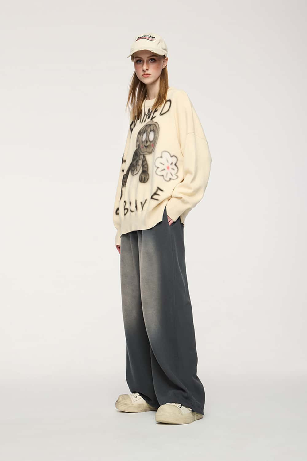 Gradient Draped Wide-Leg Sweatpants