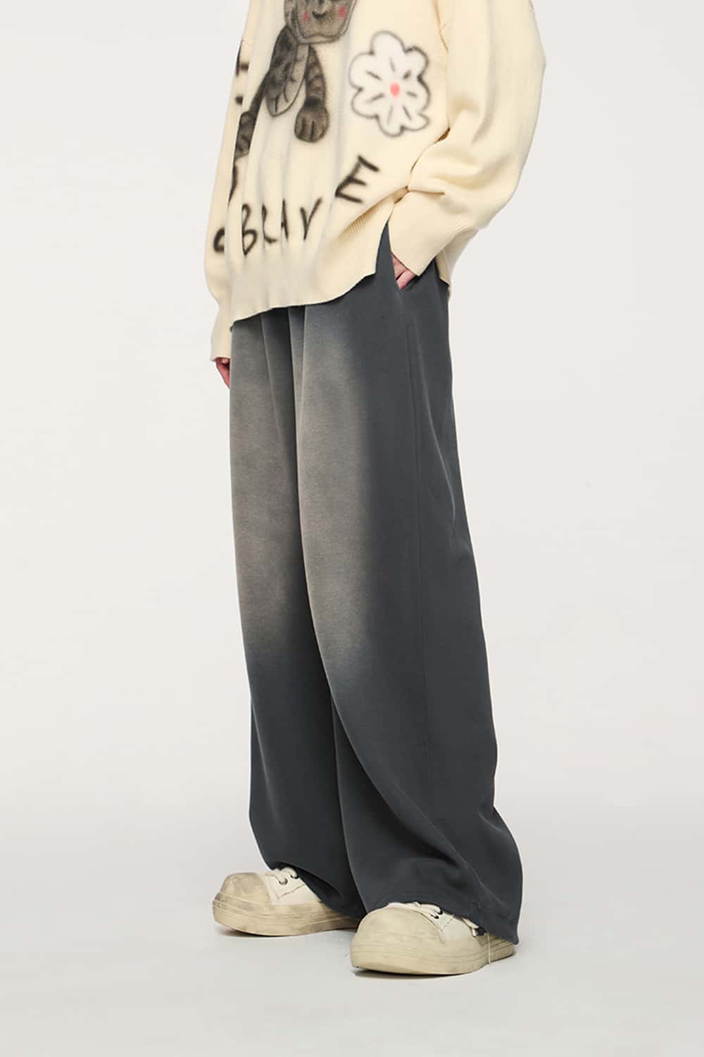 Gradient Draped Wide-Leg Sweatpants