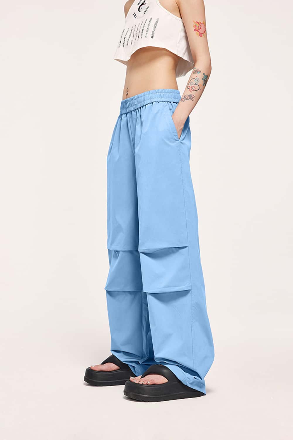 Lightweight Wide-Leg Paratrooper Straight Pants