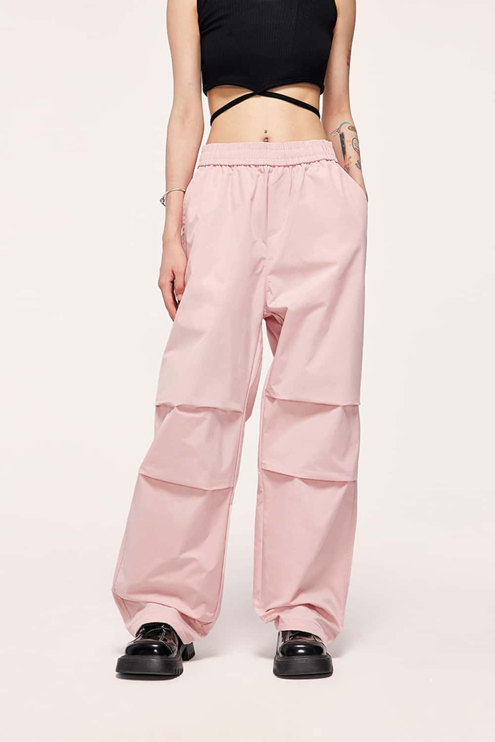 Lightweight Wide-Leg Paratrooper Straight Pants
