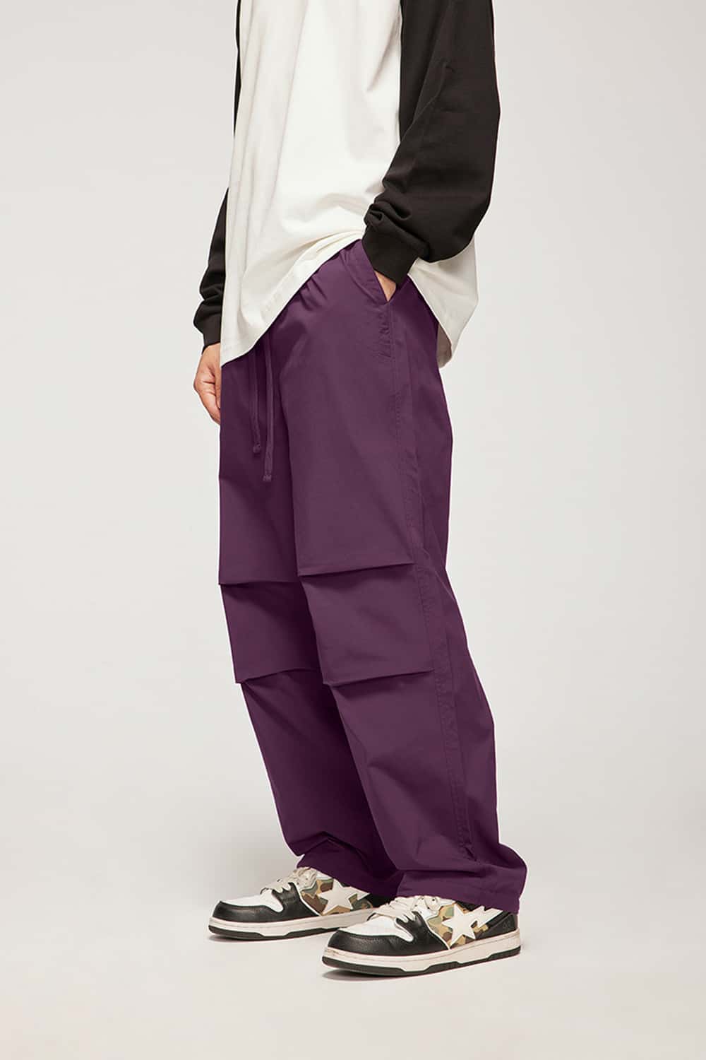 Lightweight Wide-Leg Paratrooper Straight Pants