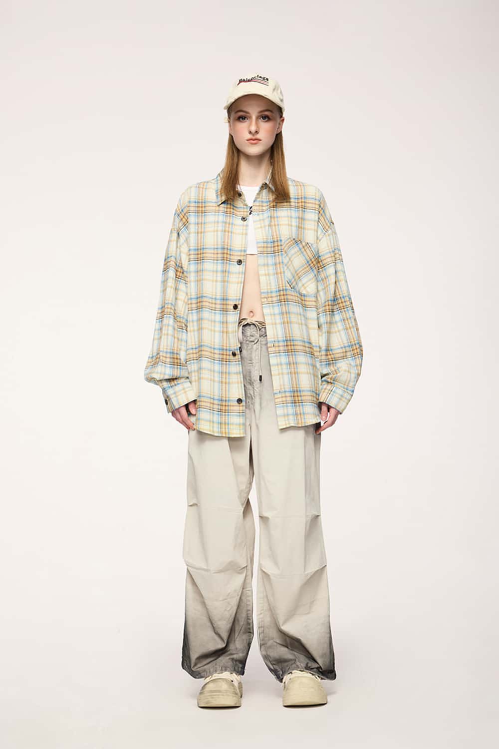 Washed Spray-Painted Wide-Leg Workwear Pants Drityfit