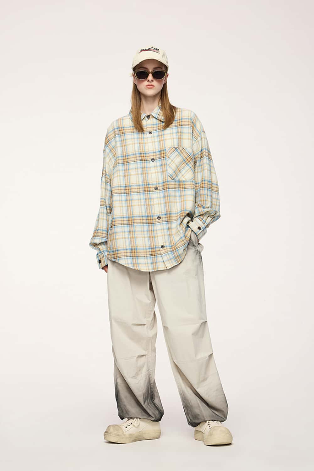 Washed Spray-Painted Wide-Leg Workwear Pants Drityfit