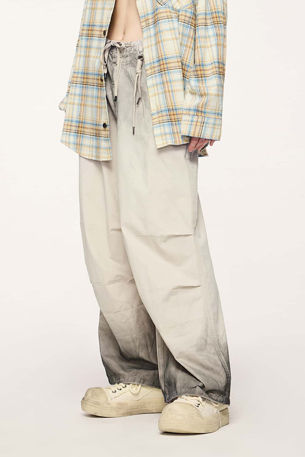 Washed Spray-Painted Wide-Leg Workwear Pants Drityfit