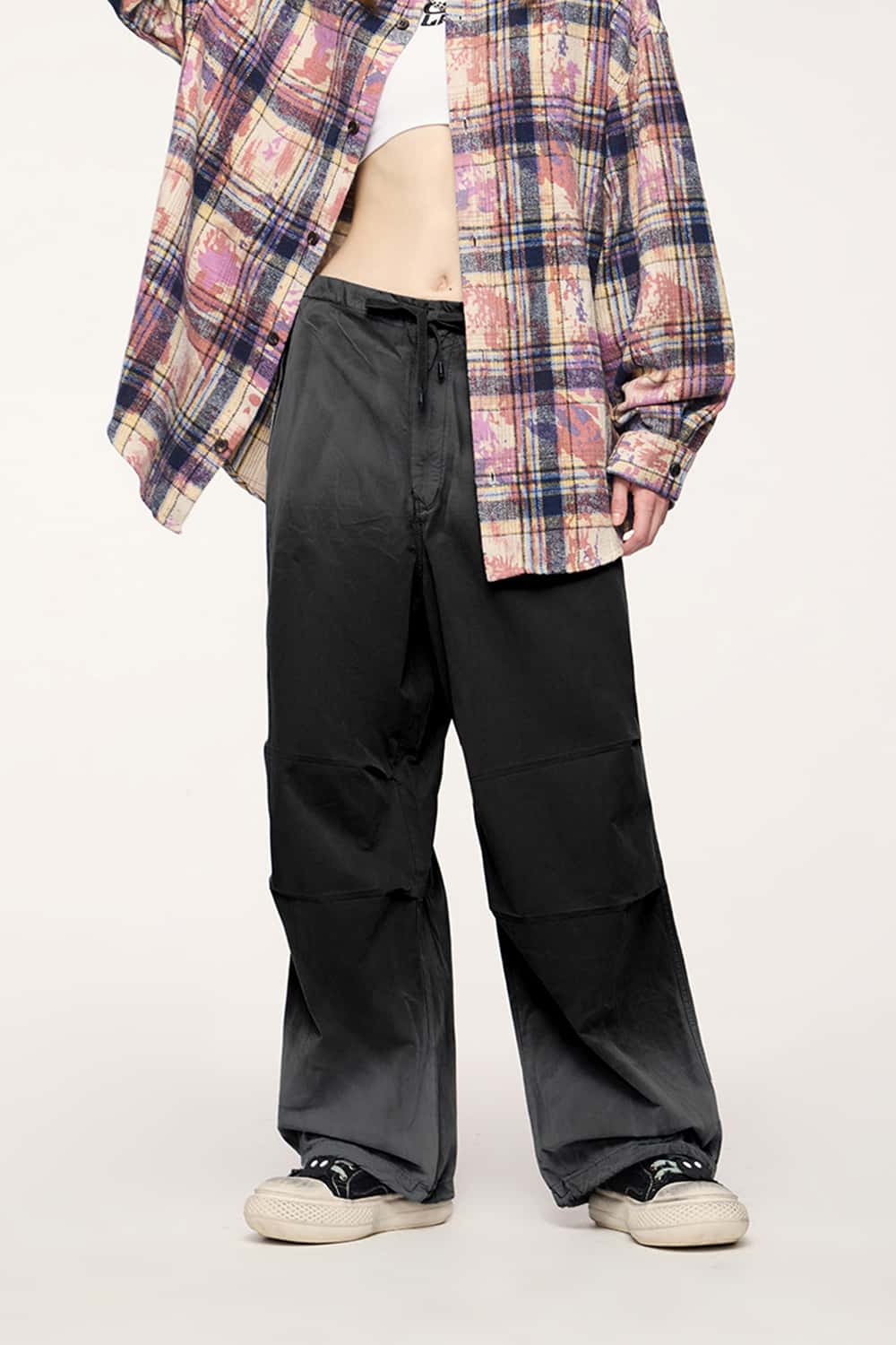 Washed Spray-Painted Wide-Leg Workwear Pants Drityfit