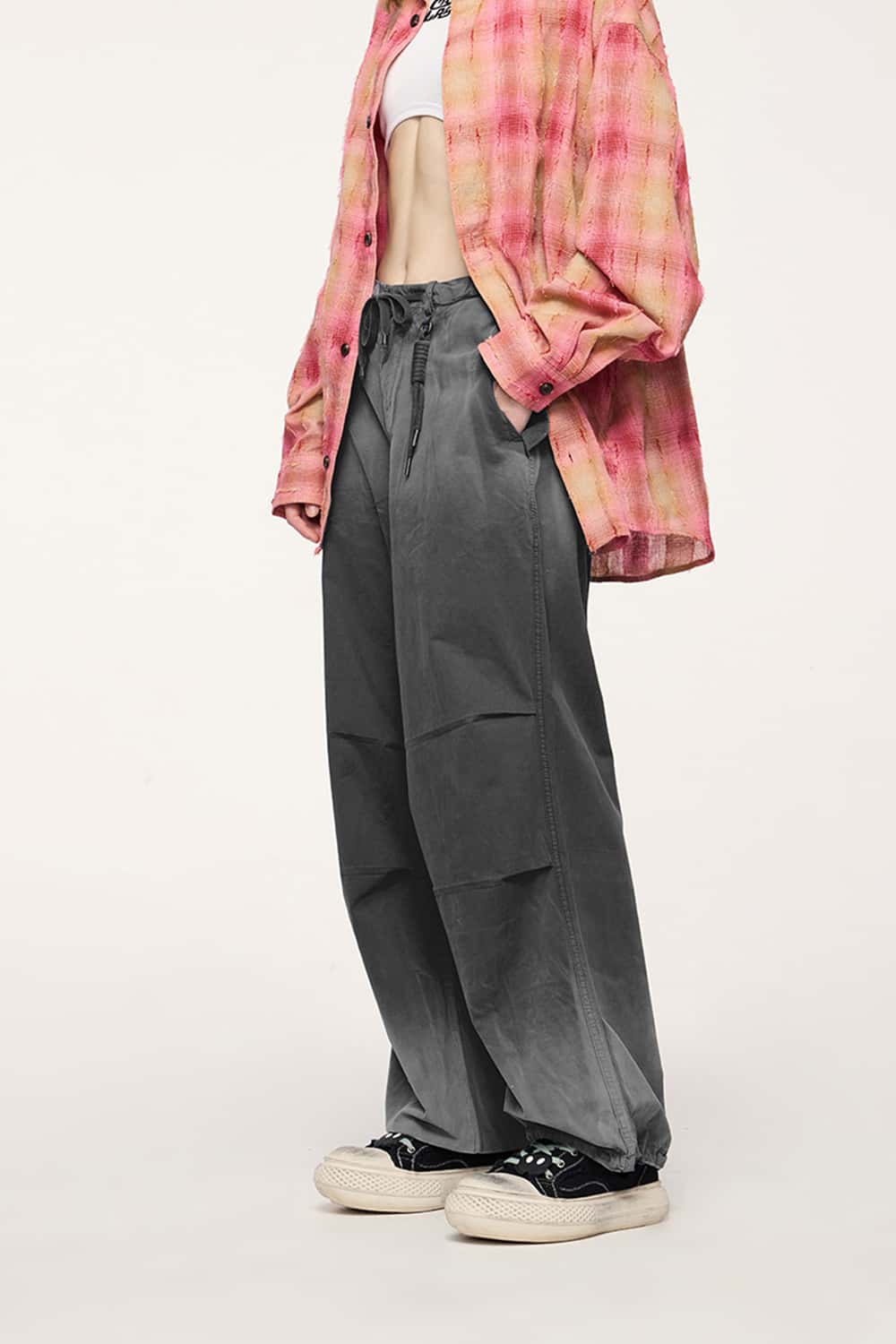 Washed Spray-Painted Wide-Leg Workwear Pants Drityfit