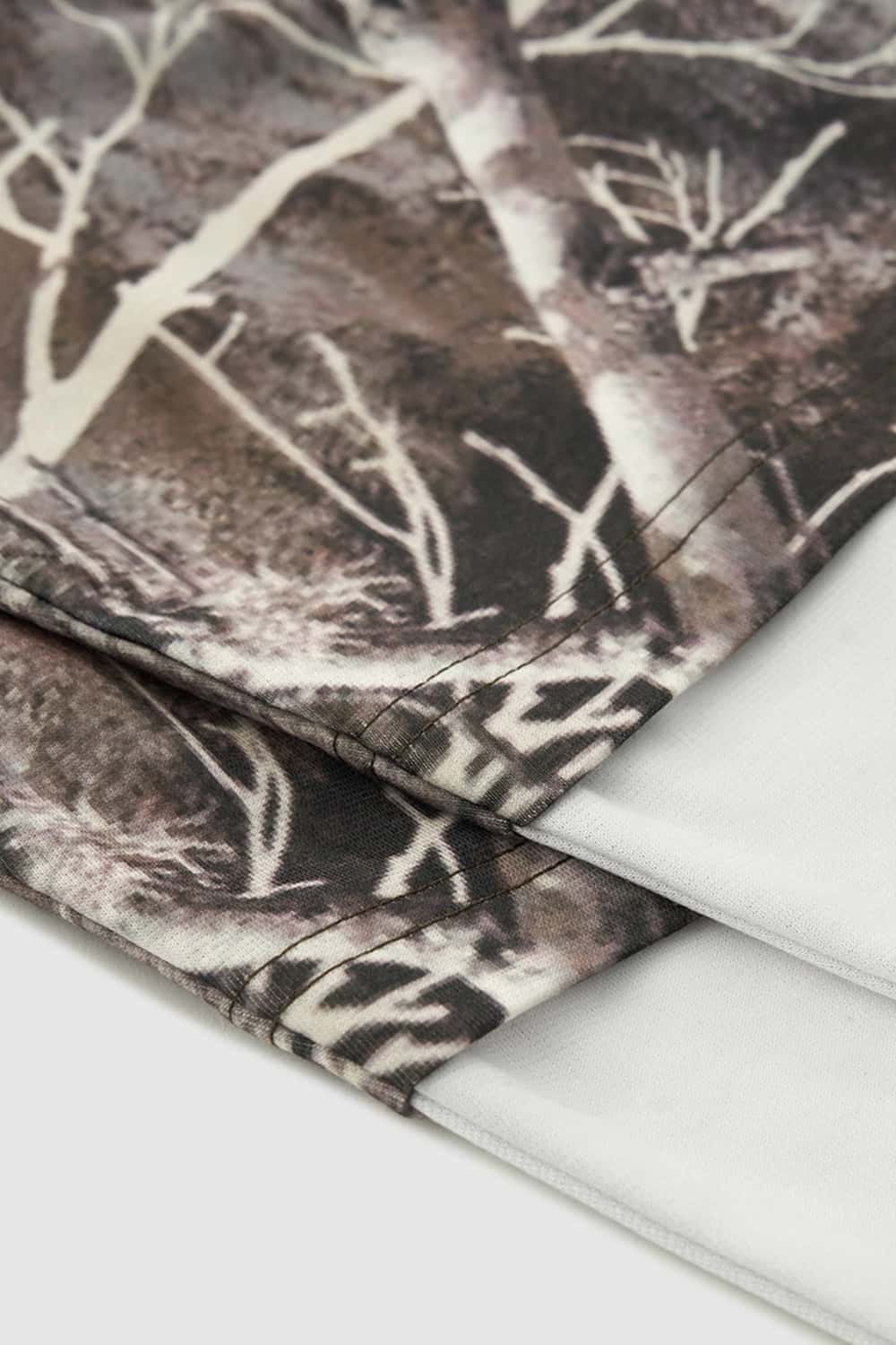 Digital Print Layered-Effect Long Sleeve Lightweight T-Shirt