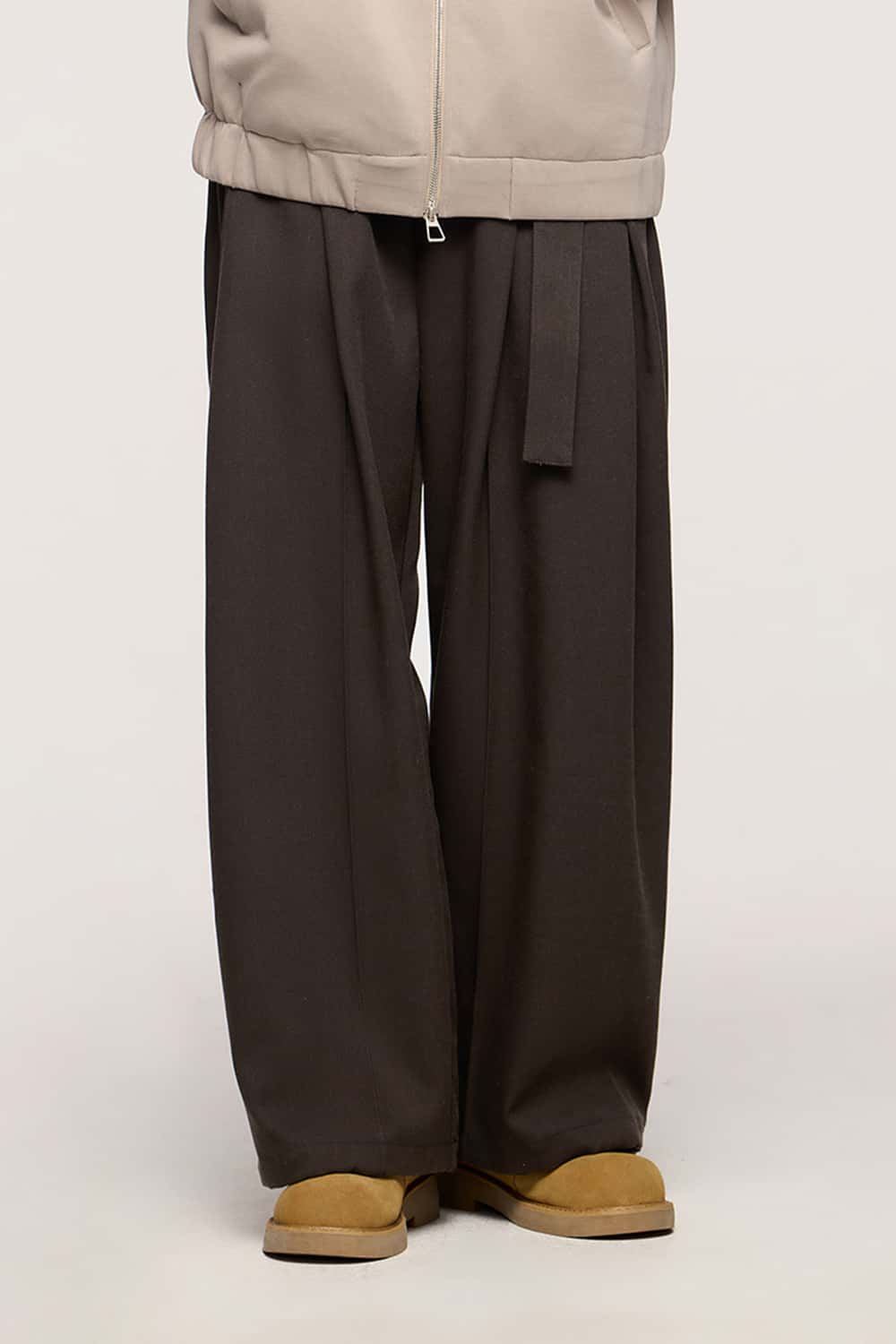 Blended Wide-Leg Draped Suit Pants