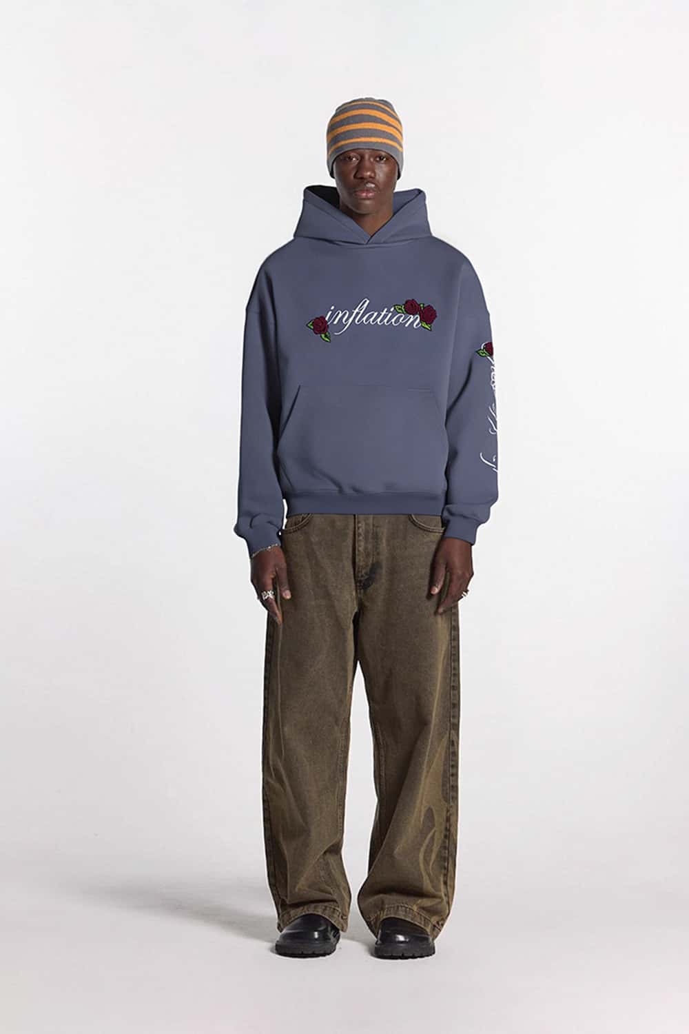 Poker Rose Embroidered Hoodie Sweatshirt