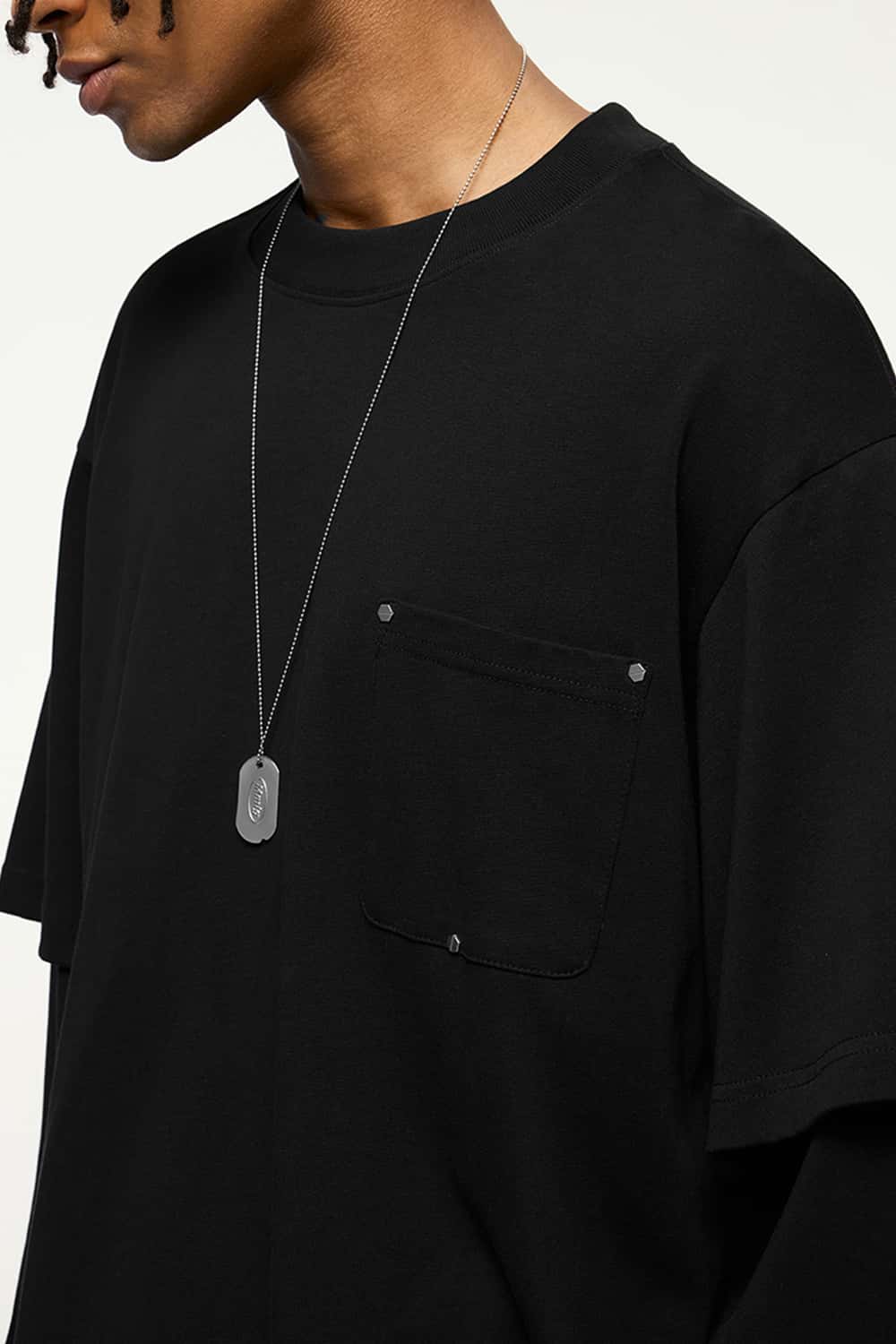 Heavyweight 265G Rivet Faux-Layer Long Sleeve Pocket T-Shirt