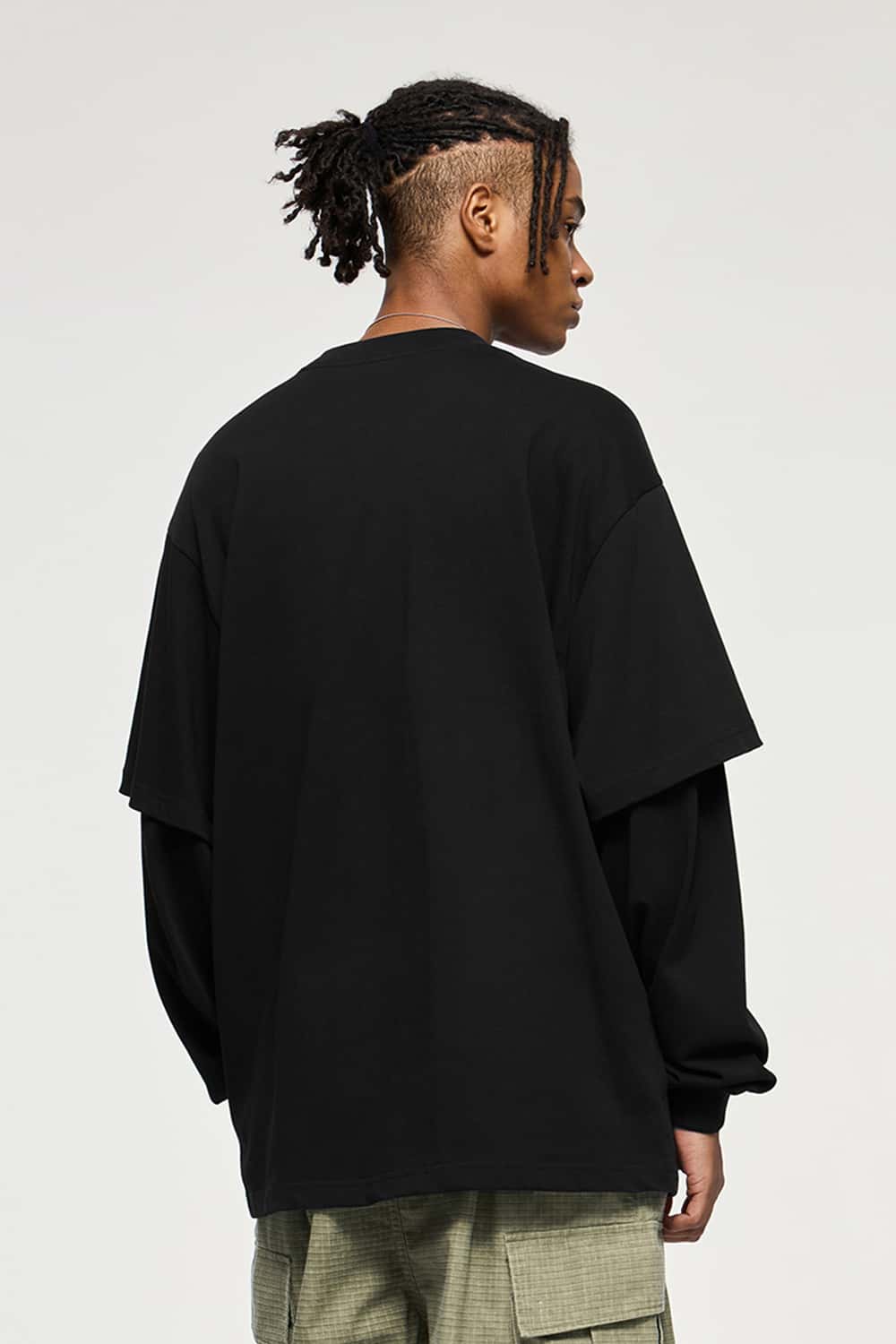 Heavyweight 265G Rivet Faux-Layer Long Sleeve Pocket T-Shirt