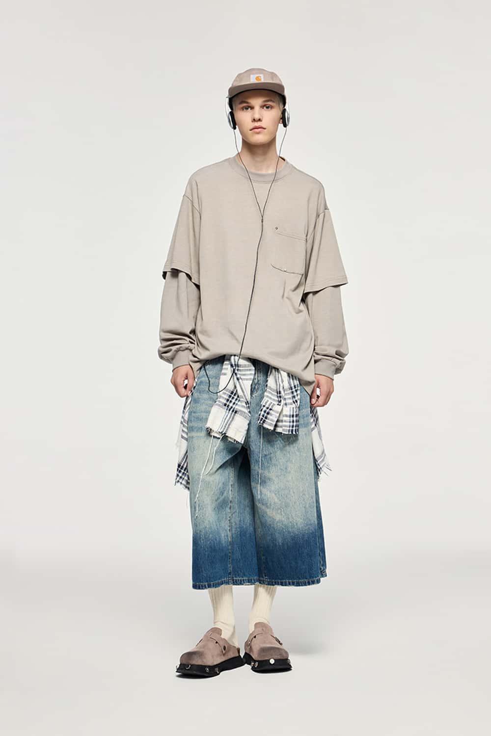 Heavyweight 265G Rivet Faux-Layer Long Sleeve Pocket T-Shirt