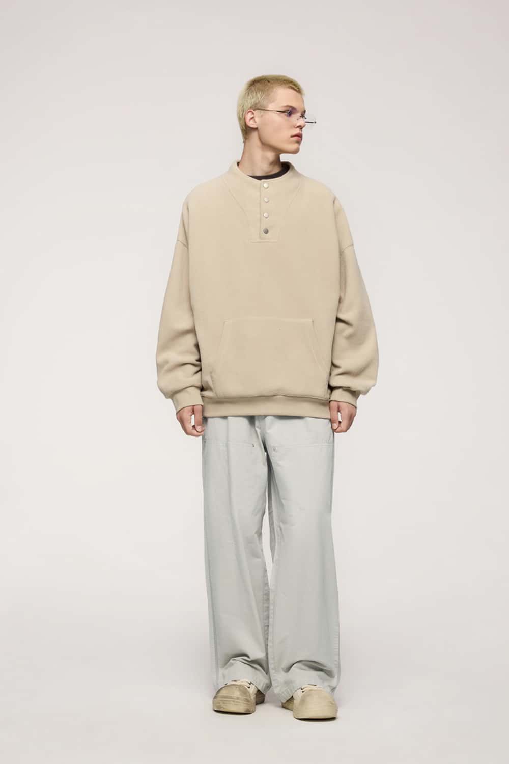 Washed Cotton Carpenter Work Pants with Rivet Detail
