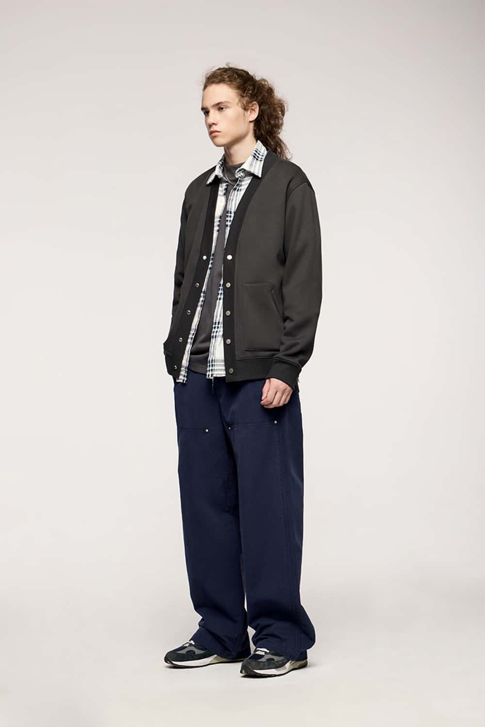 Washed Cotton Carpenter Work Pants with Rivet Detail