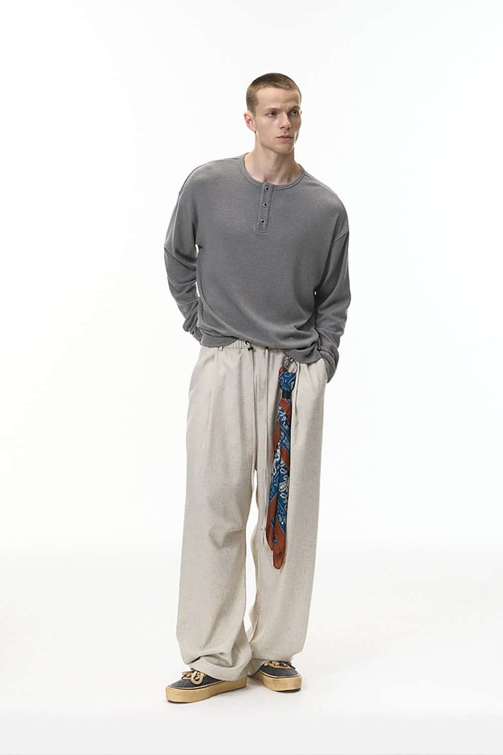 Long Sleeve Henley T-Shirt _ Cleanfit Casual Solid Base Layer