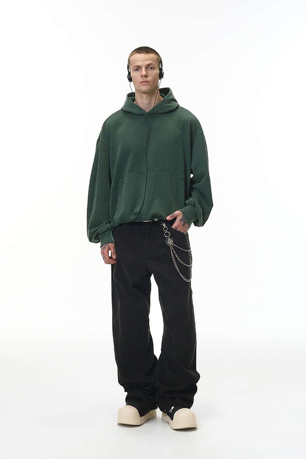 Washed 3D Curved Vintage Workwear Pants _ Relaxed Fit Distressed Casual Trousers