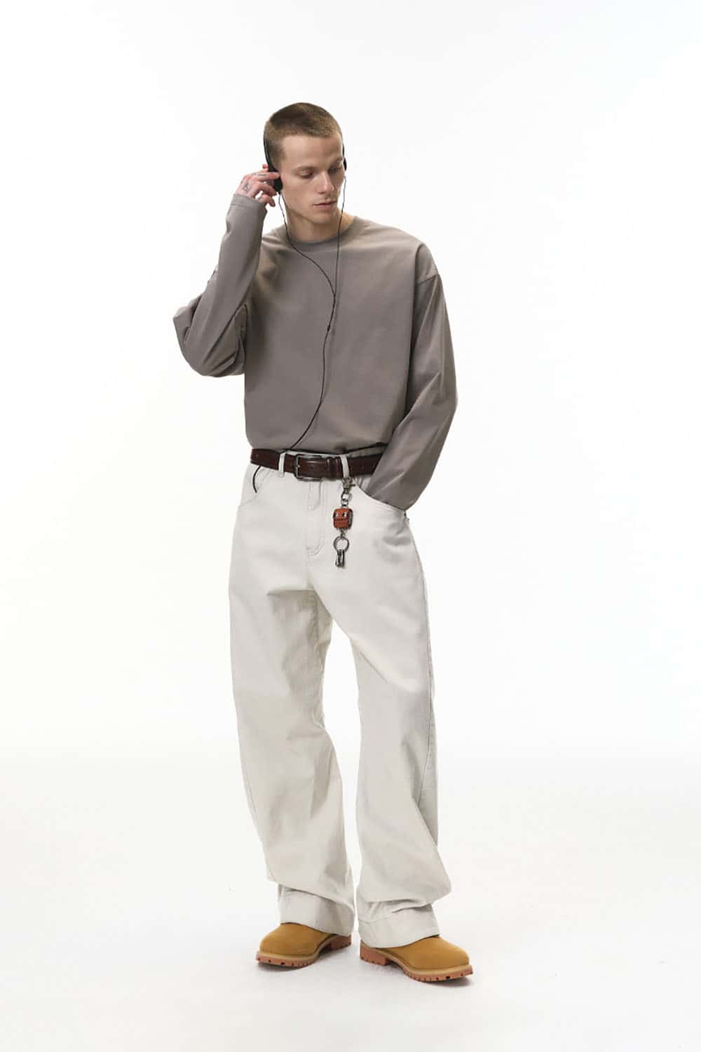 Washed 3D Curved Vintage Workwear Pants _ Relaxed Fit Distressed Casual Trousers