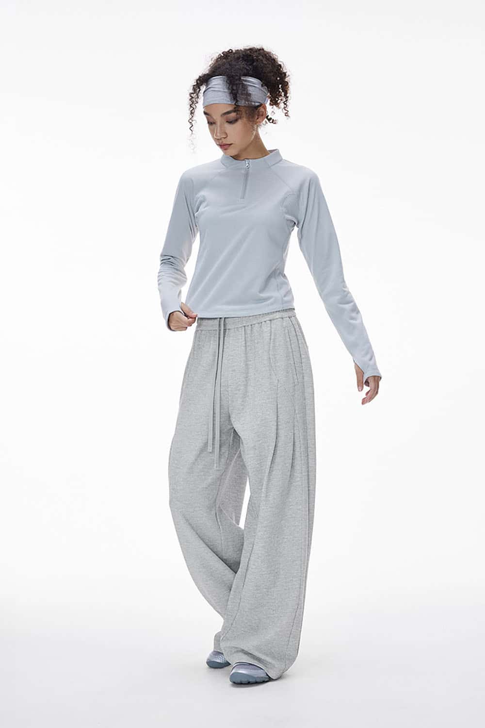 Twill Deconstructed Wide-Leg Pants _ Relaxed Fit Curved Seam Casual Trousers