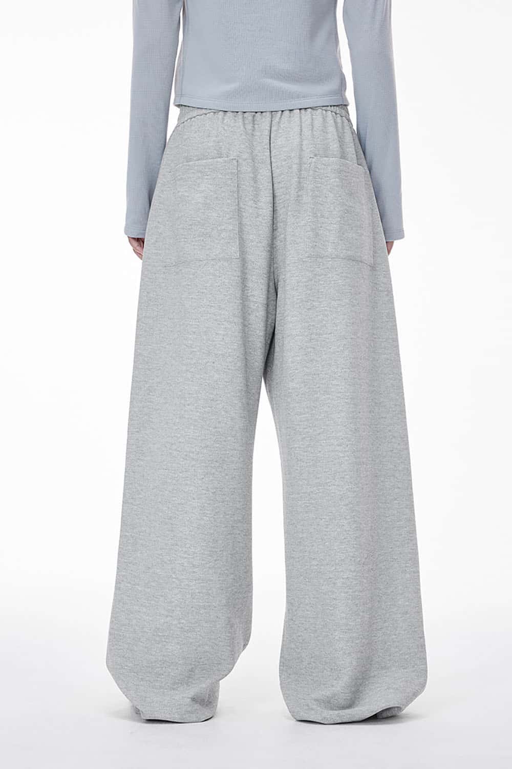Twill Deconstructed Wide-Leg Pants _ Relaxed Fit Curved Seam Casual Trousers