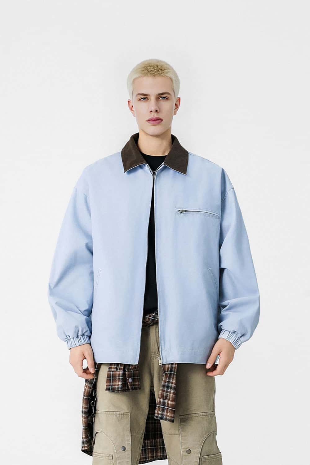 Washed Denim Jacket _ Vintage Contrast Collar Relaxed Fit Casual Outerwear