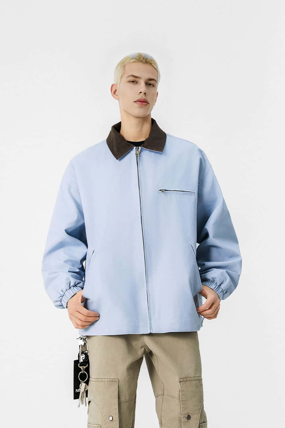 Washed Denim Jacket _ Vintage Contrast Collar Relaxed Fit Casual Outerwear