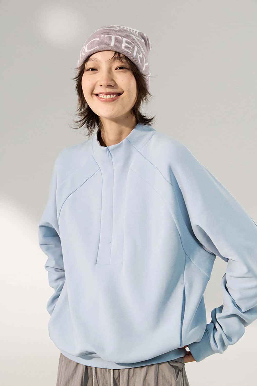 Lycra Pique Stretch Half-Zip Sweatshirt _ Comfortable Warm Lightweight Pullover