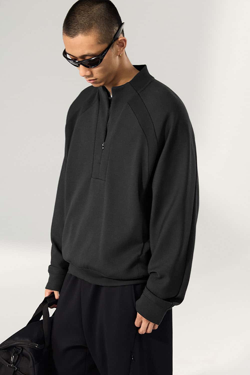 Lycra Pique Stretch Half-Zip Sweatshirt _ Comfortable Warm Lightweight Pullover