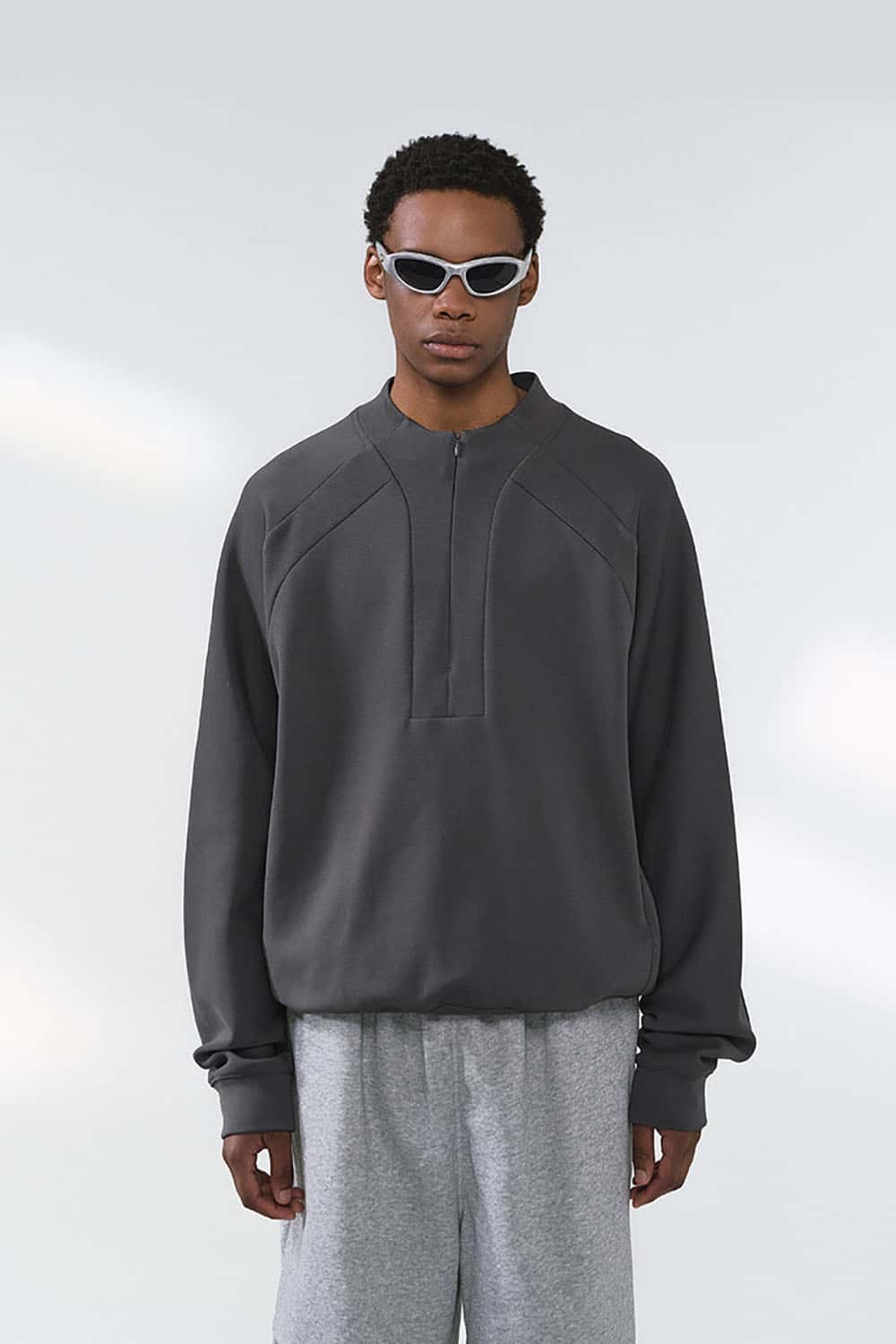 Lycra Pique Stretch Half-Zip Sweatshirt _ Comfortable Warm Lightweight Pullover