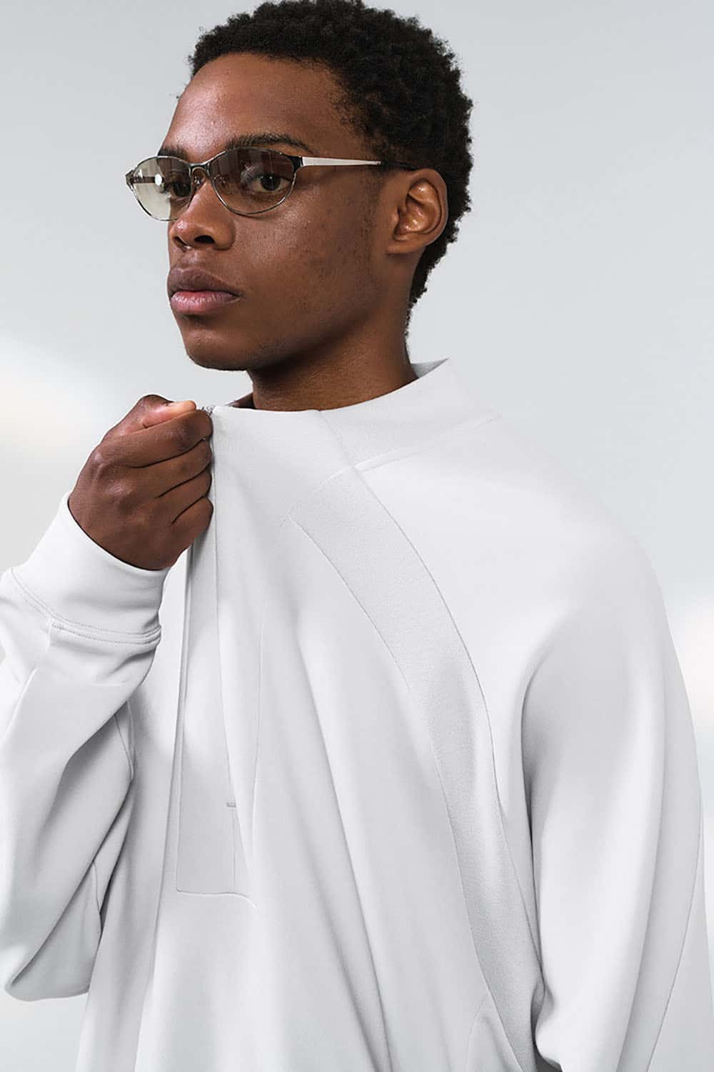 Lycra Pique Stretch Half-Zip Sweatshirt _ Comfortable Warm Lightweight Pullover