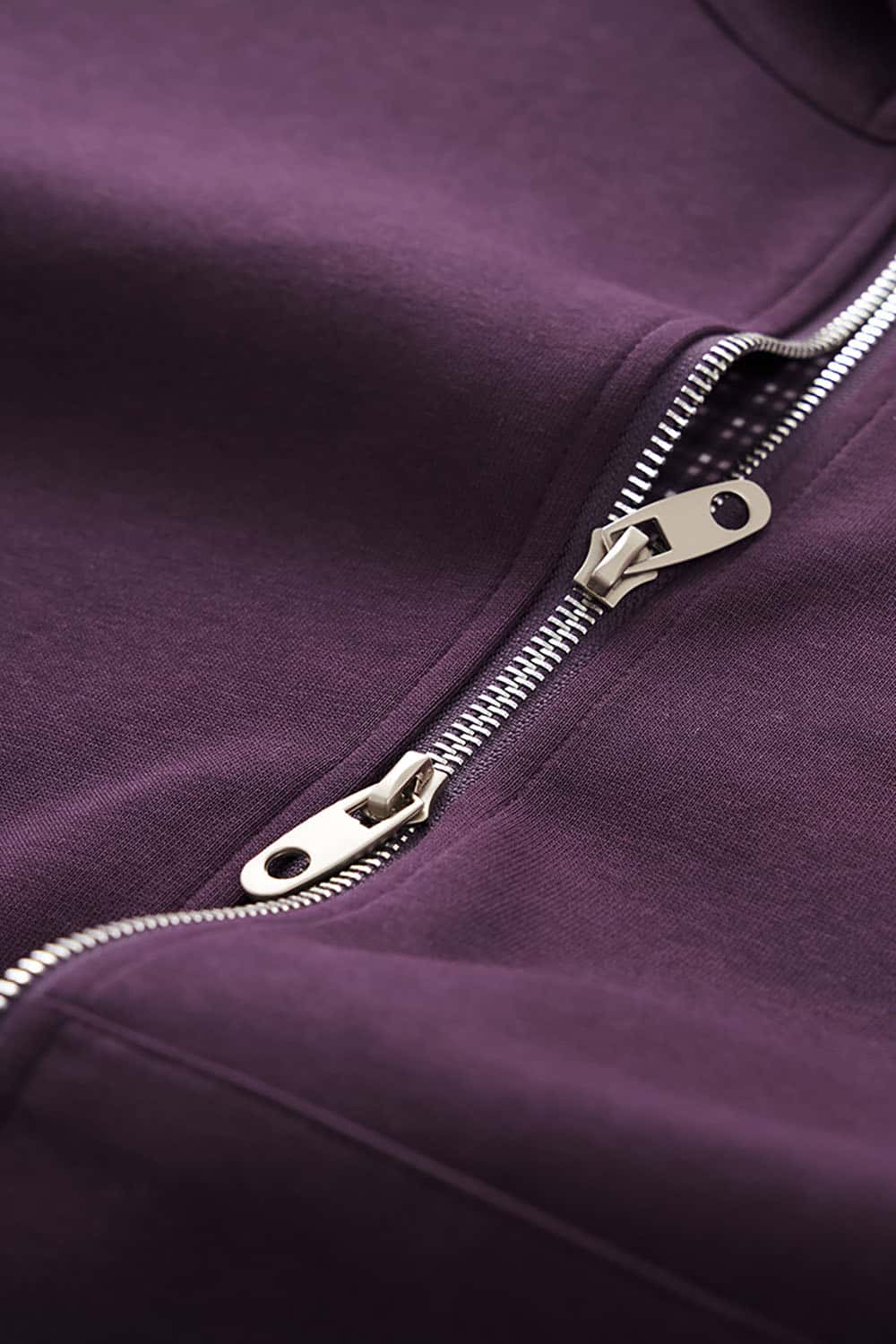 Plaid Contrast Short Hooded Sweatshirt _ Relaxed Fit Zip-Up Casual Jacket