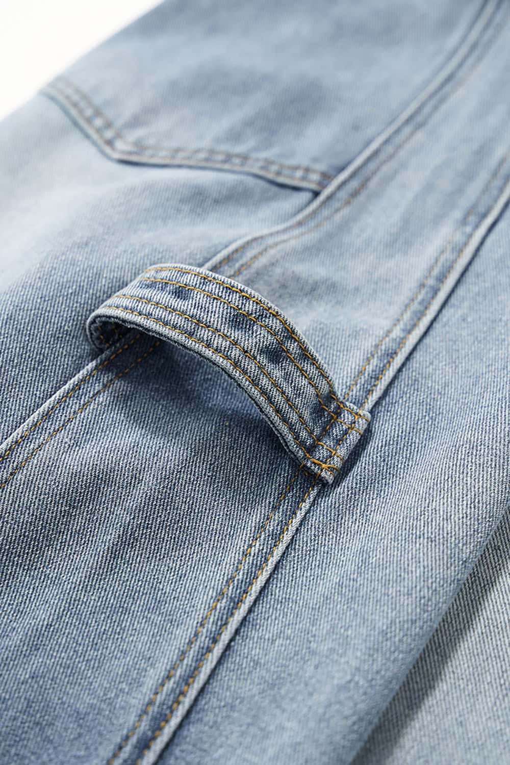 Wide-Leg Workwear Denim Jeans _ Vintage Washed Relaxed Fit Blended Casual Pants