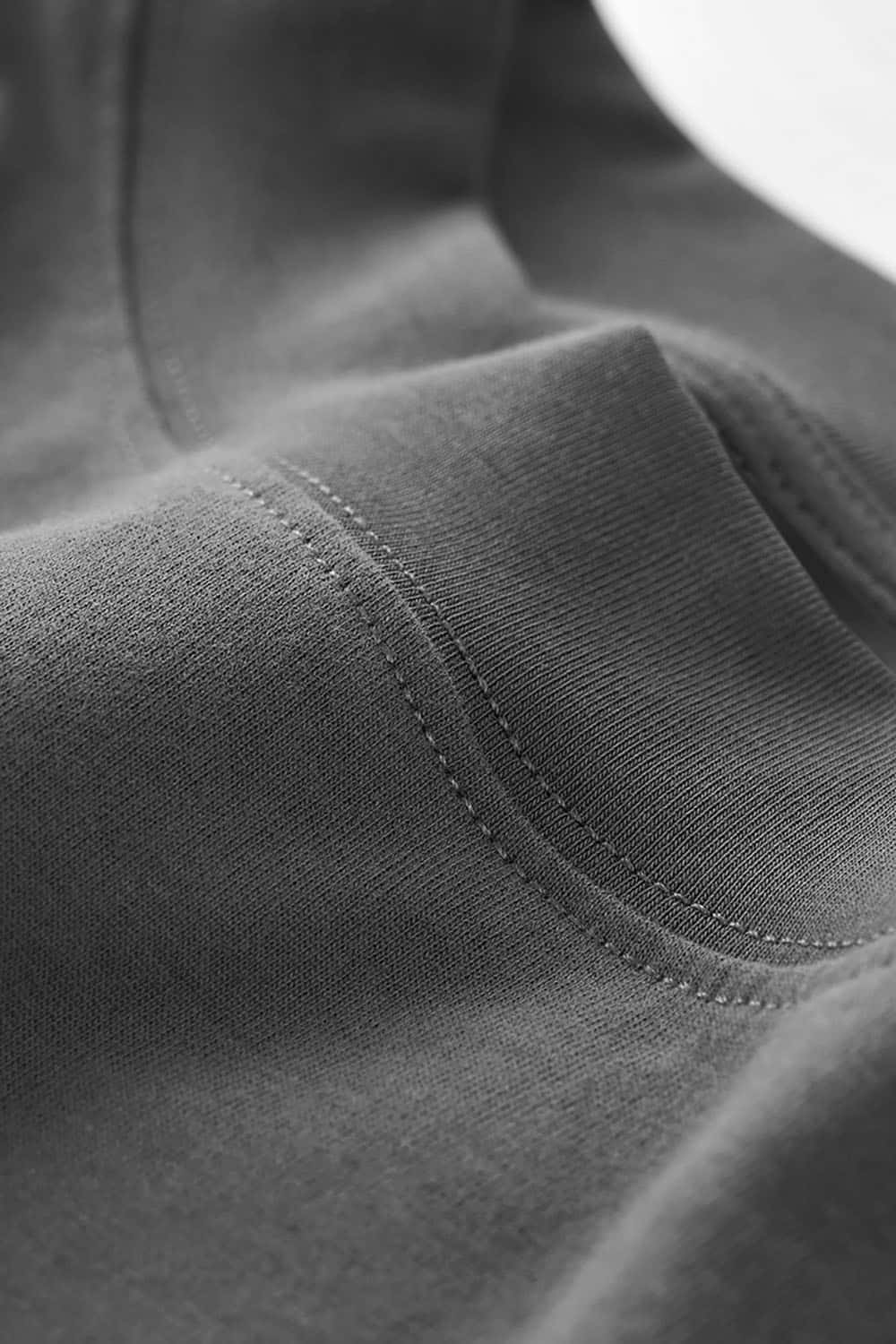 Pima Cotton Linen Blend Long Sleeve T-Shirt _ Solid Color Mock Neck Top