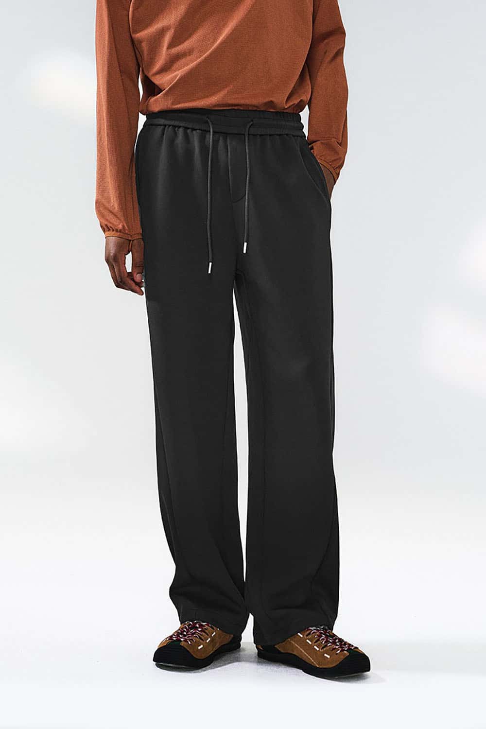 Lycra Jelly Straight-Leg Pants _ Relaxed Fit Solid Color Casual Trousers