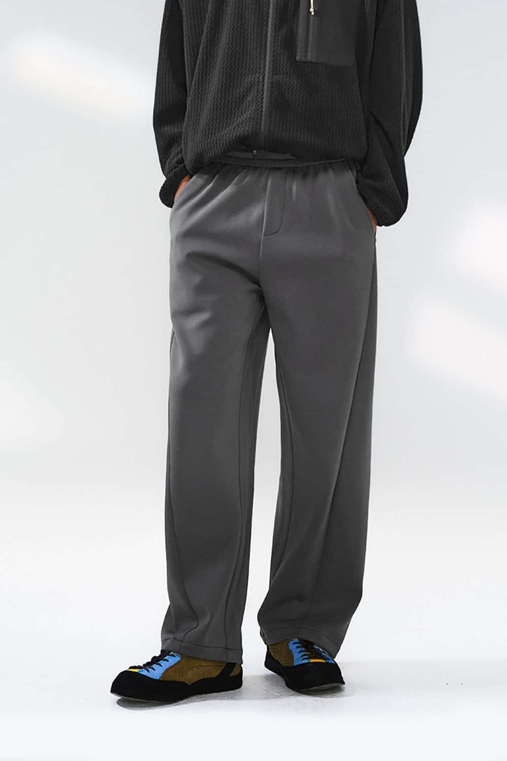 Lycra Jelly Straight-Leg Pants _ Relaxed Fit Solid Color Casual Trousers
