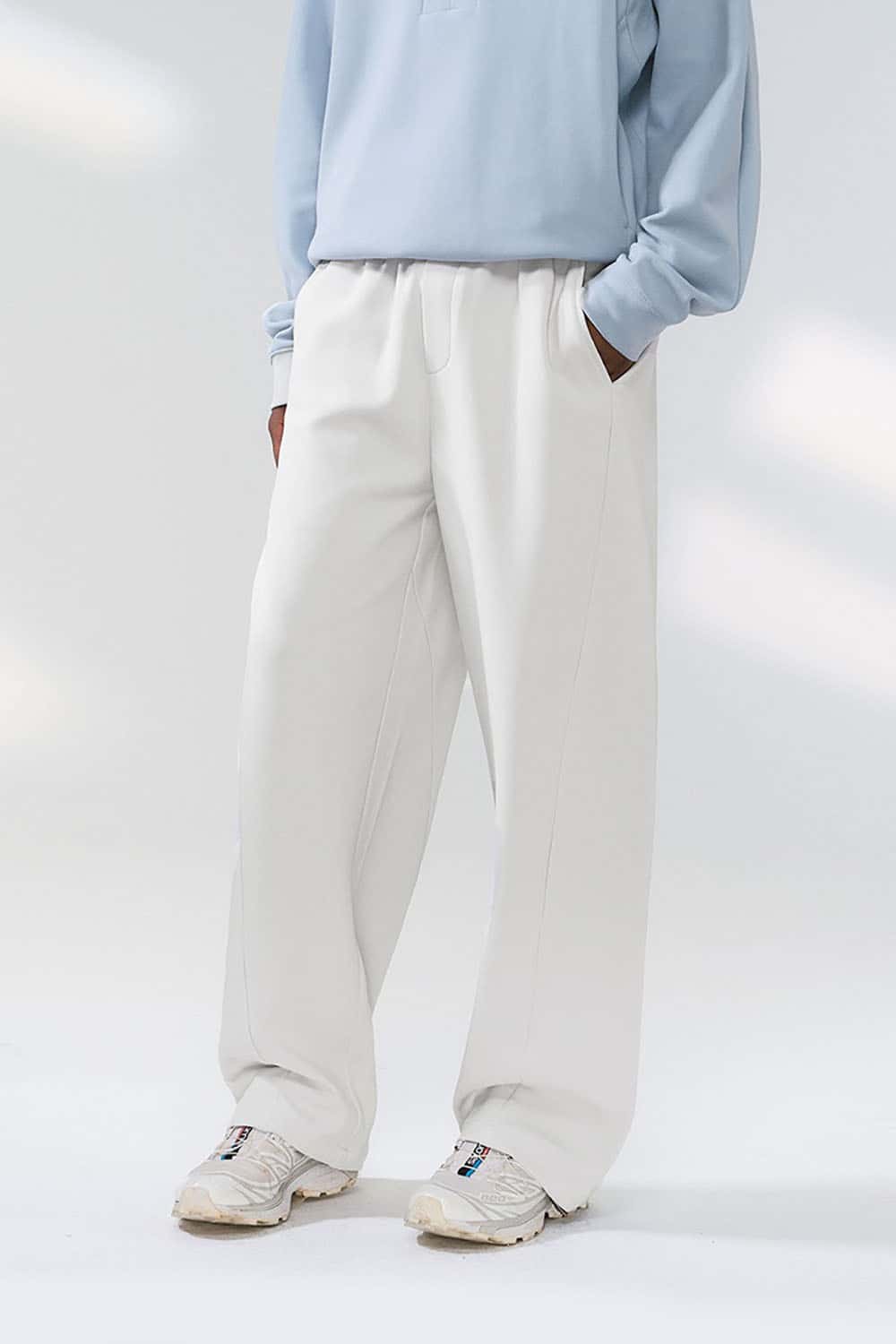Lycra Jelly Straight-Leg Pants _ Relaxed Fit Solid Color Casual Trousers