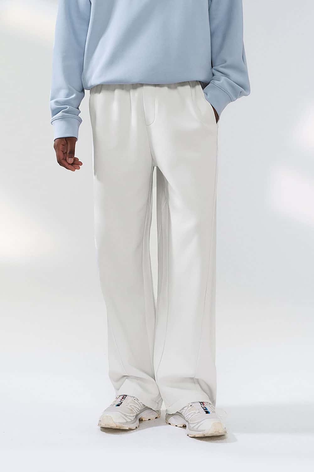 Lycra Jelly Straight-Leg Pants _ Relaxed Fit Solid Color Casual Trousers