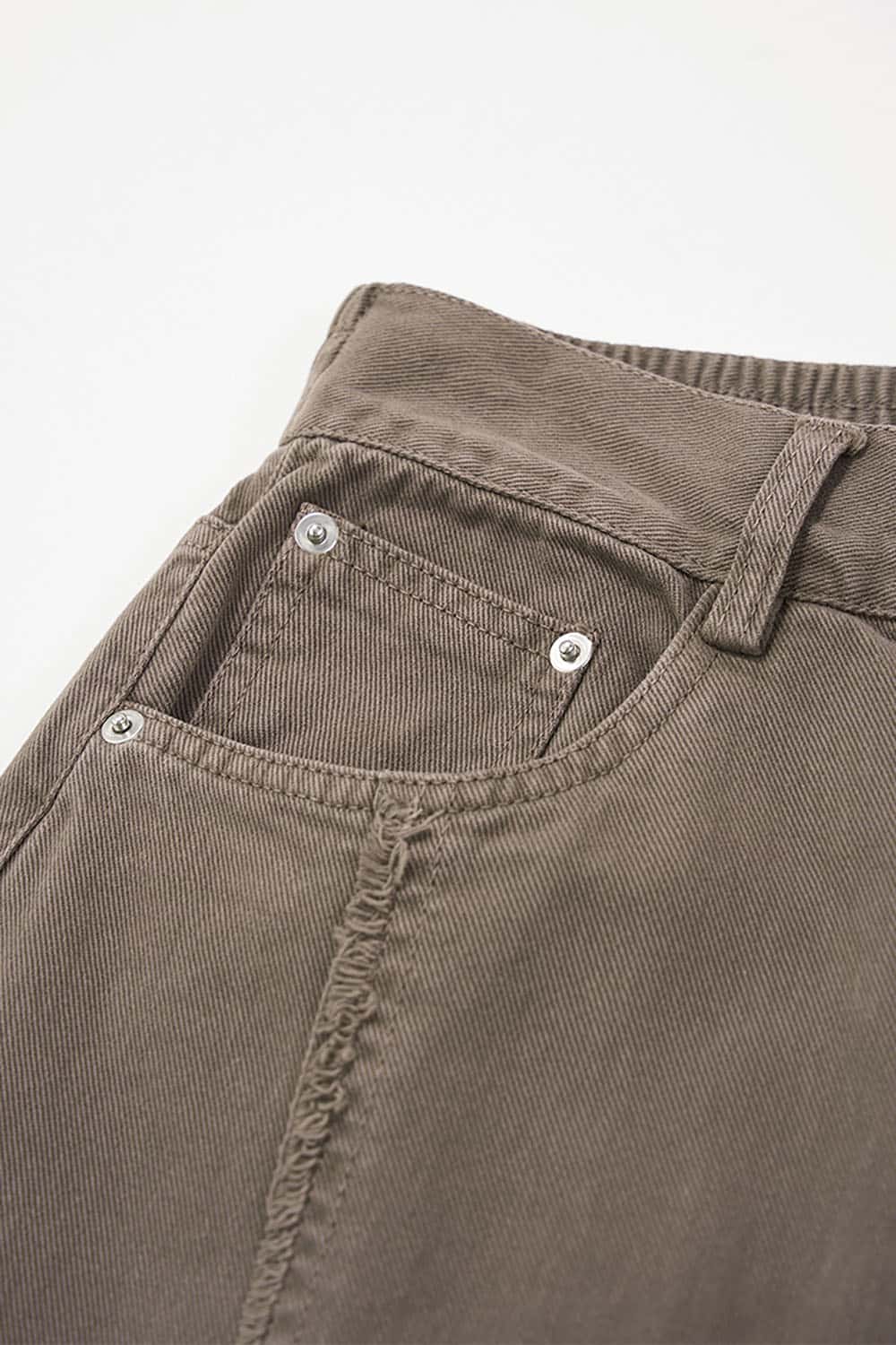 Deconstructed Washed Workwear Pants _ Distressed Raw Edge Relaxed Fit Trousers