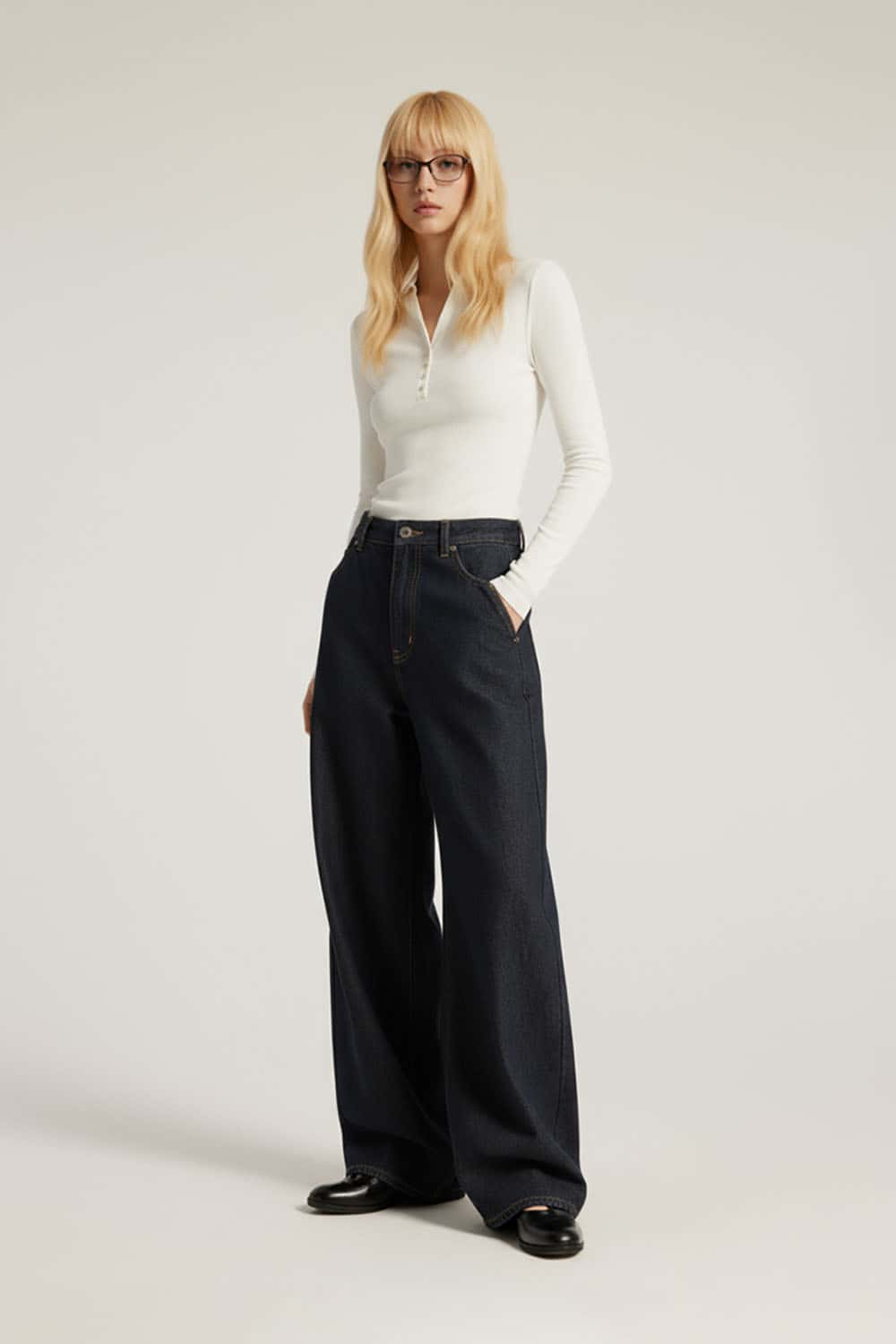 Vintage Wide-Leg Jeans _ Classic Relaxed Fit Denim Trousers